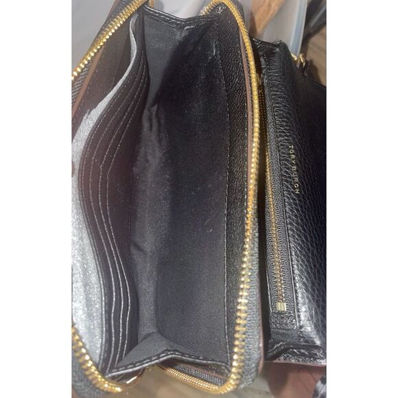 Tory Burch McCraw Black Leather Crossbody Bag Wallet Clutch Purse - Picture 10 of 13